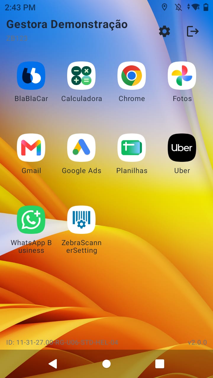 Launcher do MDM Fácil no equipamento com os apps liberados pela gestora